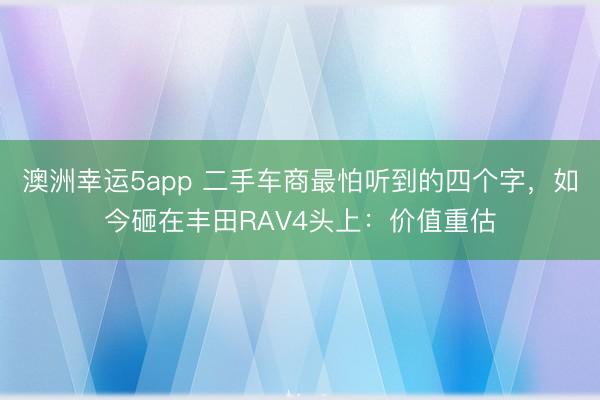 澳洲幸運(yùn)5app 二手車(chē)商最怕聽(tīng)到的四個(gè)字,如今砸在豐田RAV4頭上:價(jià)值重估